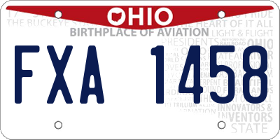 OH license plate FXA1458