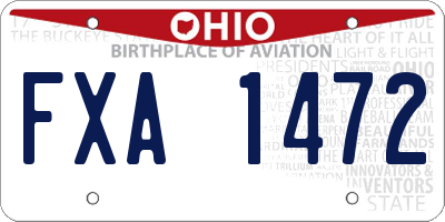 OH license plate FXA1472