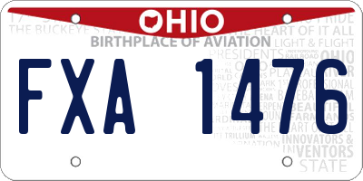 OH license plate FXA1476