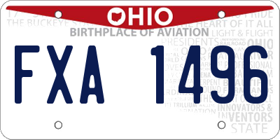 OH license plate FXA1496