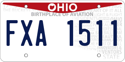 OH license plate FXA1511