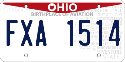 OH license plate FXA1514