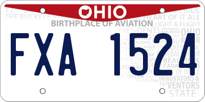 OH license plate FXA1524