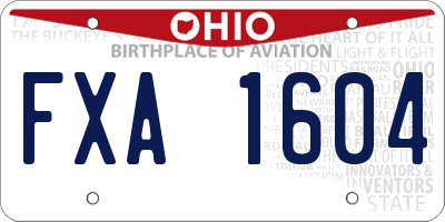 OH license plate FXA1604