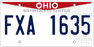 OH license plate FXA1635