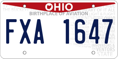 OH license plate FXA1647