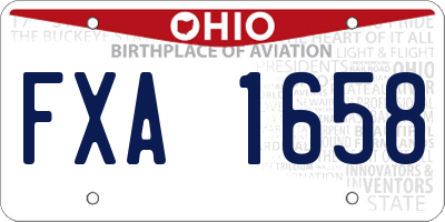 OH license plate FXA1658