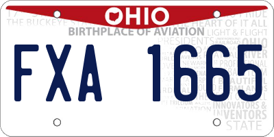 OH license plate FXA1665