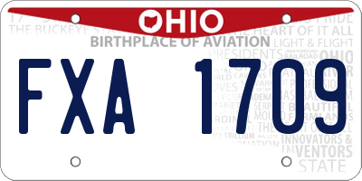 OH license plate FXA1709