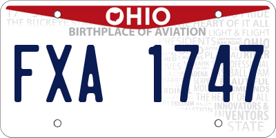 OH license plate FXA1747