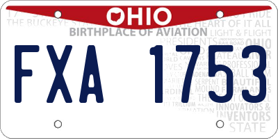 OH license plate FXA1753