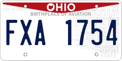OH license plate FXA1754