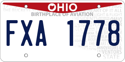 OH license plate FXA1778