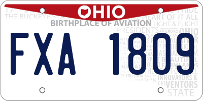 OH license plate FXA1809
