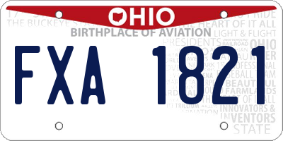 OH license plate FXA1821