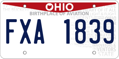 OH license plate FXA1839