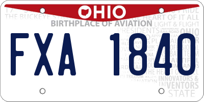 OH license plate FXA1840
