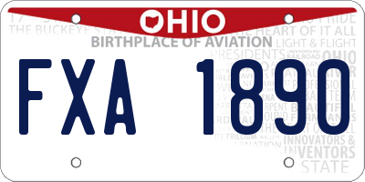 OH license plate FXA1890