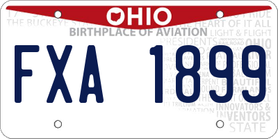 OH license plate FXA1899