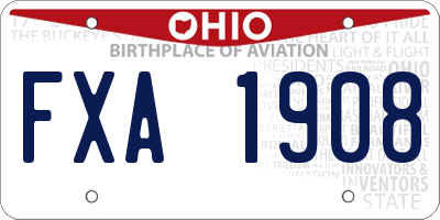 OH license plate FXA1908