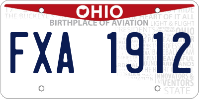 OH license plate FXA1912