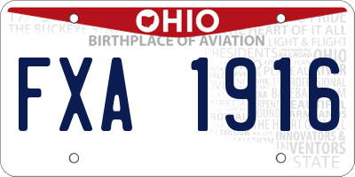 OH license plate FXA1916