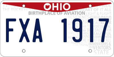 OH license plate FXA1917