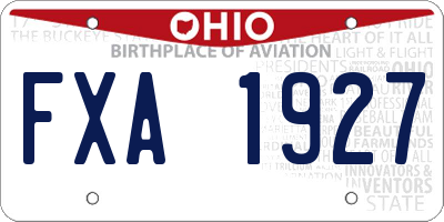 OH license plate FXA1927