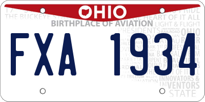 OH license plate FXA1934
