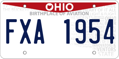 OH license plate FXA1954