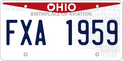 OH license plate FXA1959