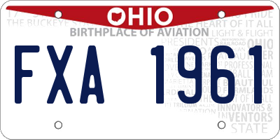 OH license plate FXA1961
