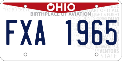 OH license plate FXA1965