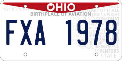 OH license plate FXA1978