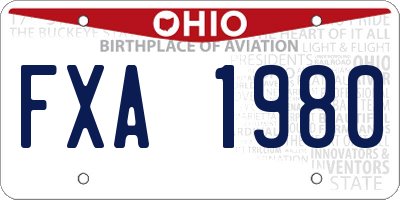 OH license plate FXA1980