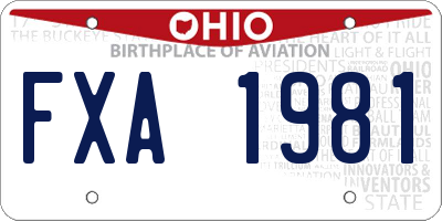OH license plate FXA1981