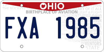OH license plate FXA1985