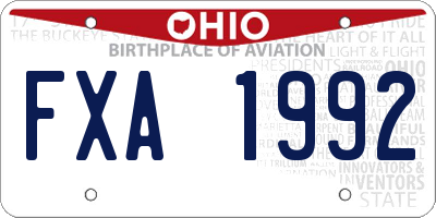 OH license plate FXA1992