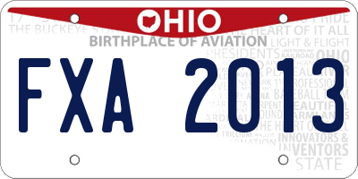 OH license plate FXA2013