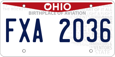 OH license plate FXA2036