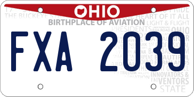 OH license plate FXA2039