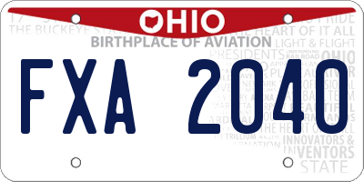 OH license plate FXA2040
