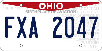 OH license plate FXA2047