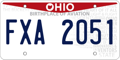 OH license plate FXA2051