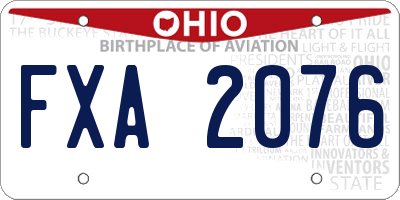 OH license plate FXA2076