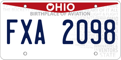 OH license plate FXA2098