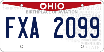 OH license plate FXA2099
