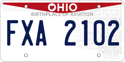 OH license plate FXA2102