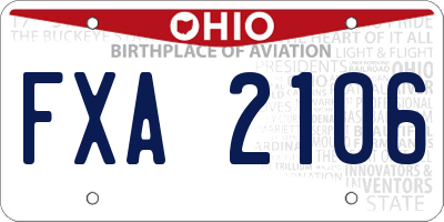 OH license plate FXA2106
