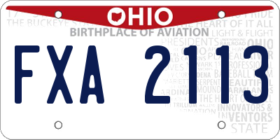 OH license plate FXA2113